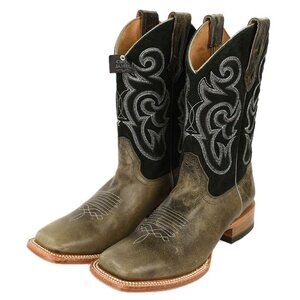 Cody James Men's Embroidered Leather Lynx Square Toe Western Cowboy Boots 10.5D